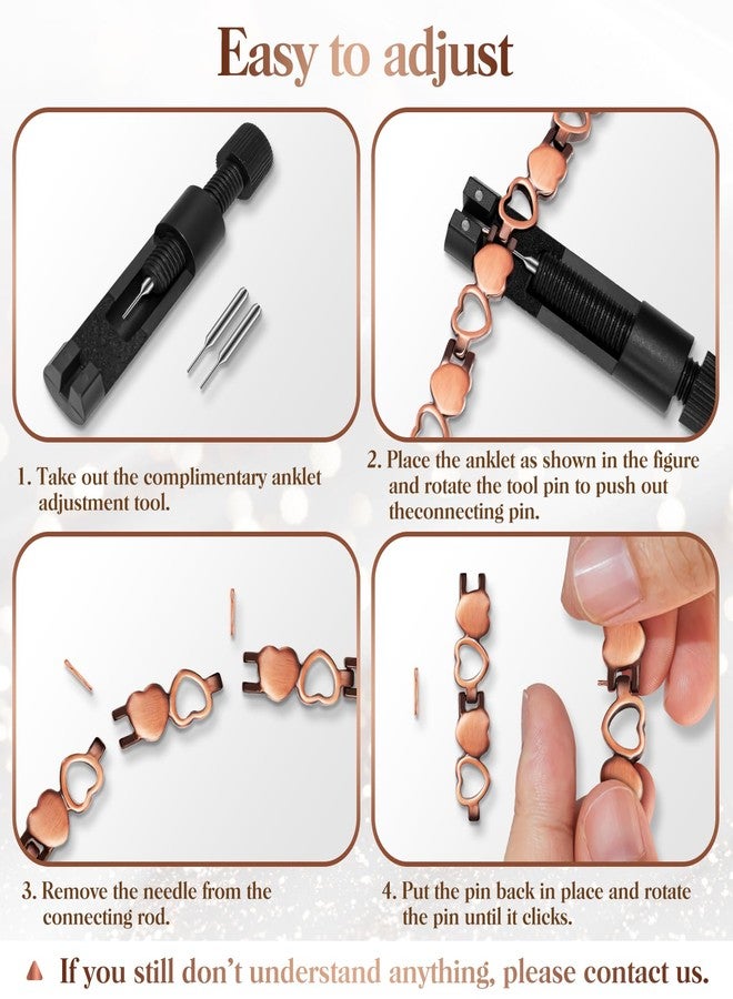 Mahnco Copper Anklet for Women Magnetic Copper Ankle & Lymphatic Drainage Ring with 3500 Gauss Magnets 100% Solid Pure Copper Jewelry Gift with Adjustment Tool - Image 5